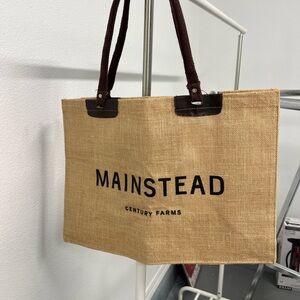 Mainstead Jute Tote Bag with Brown Handles